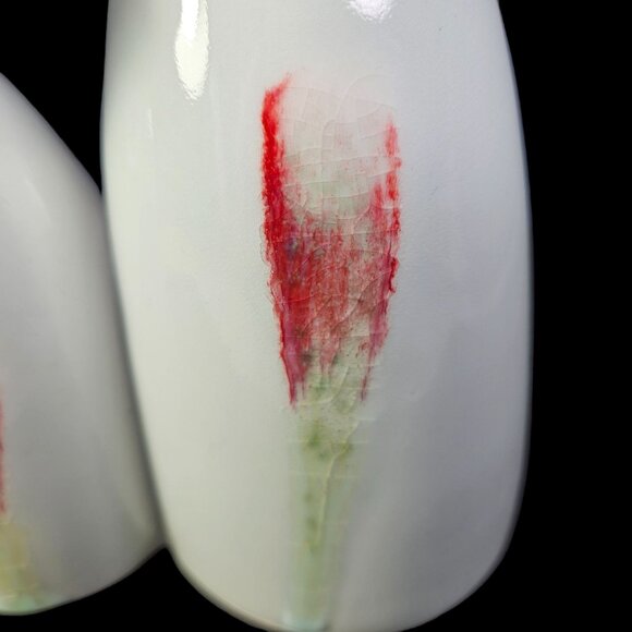 Spin Double Vase Contemporary Design Red Bamboo Jingdezhen China Gift Box READ - Picture 8 of 11